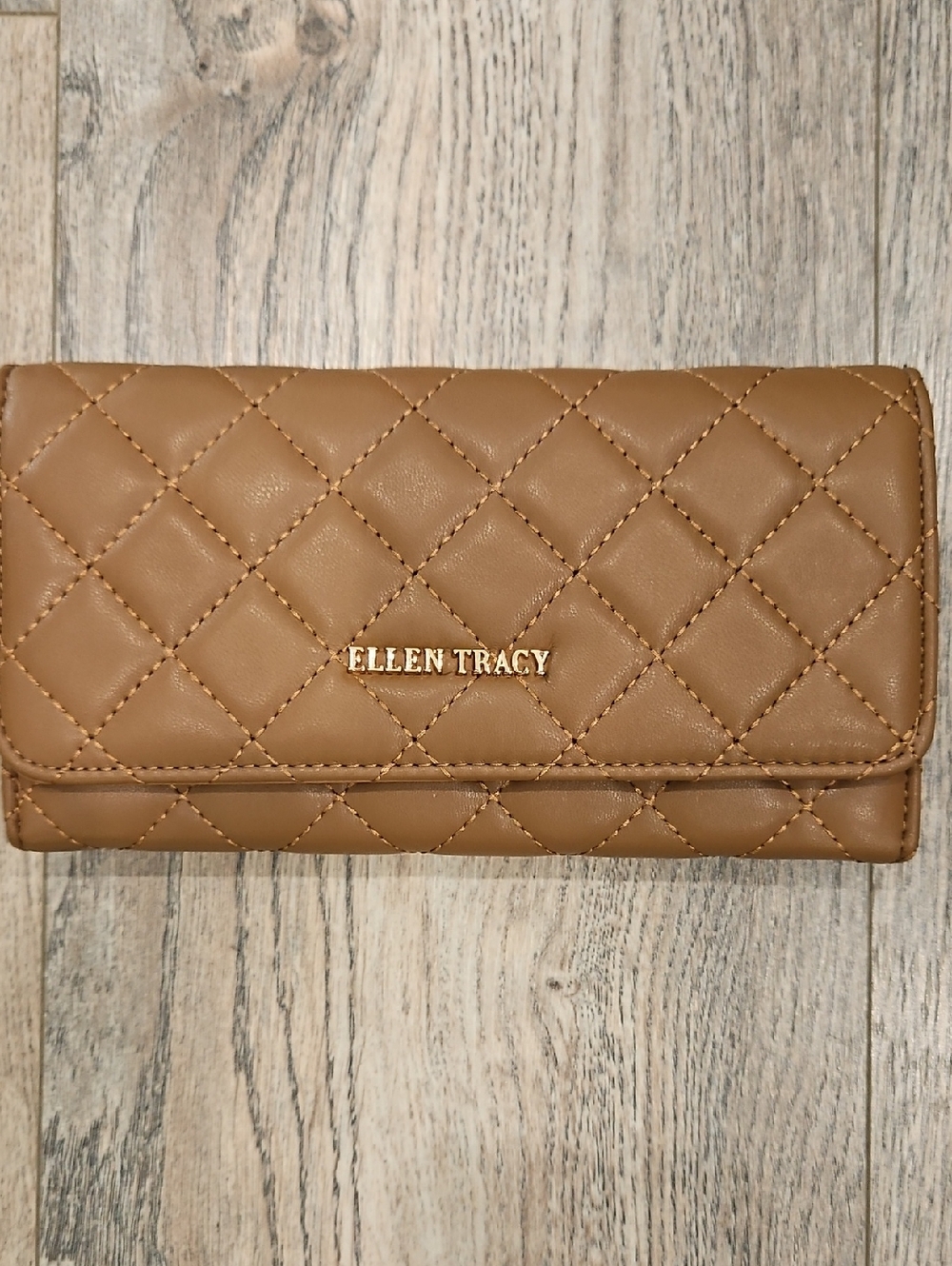 Ellen Tracy Quilted Tan Wallet